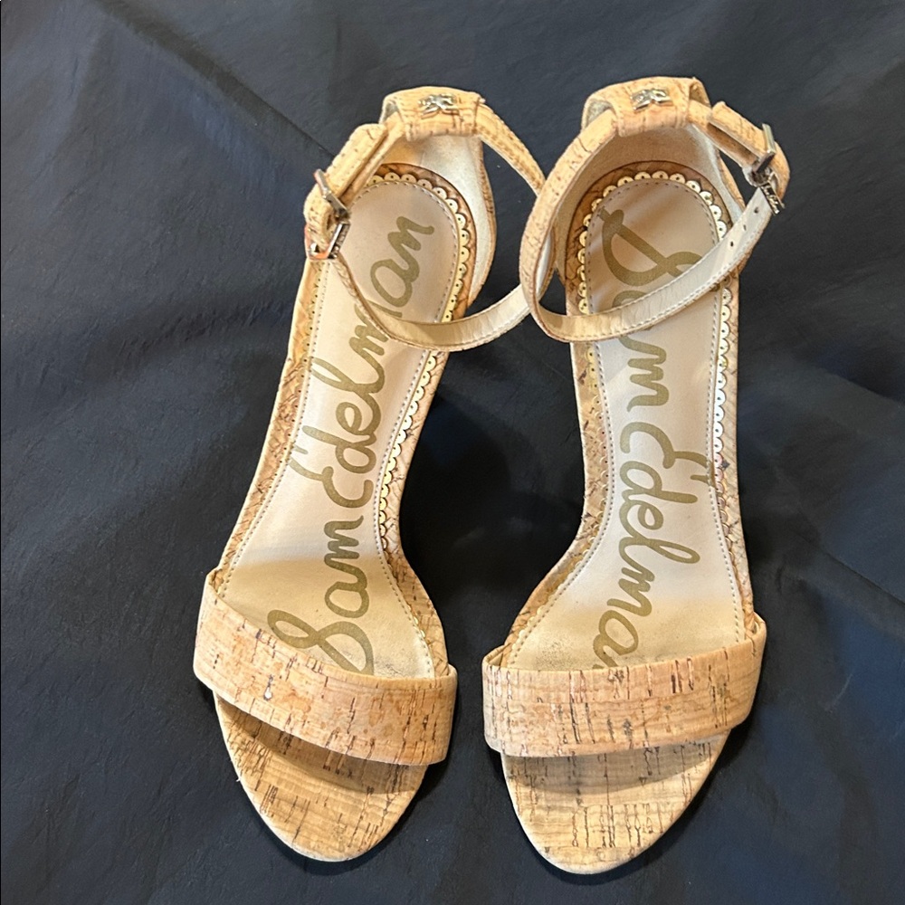 💖YARO NATURAL MET CORK open toe heel 👡
 Sam Edelman 5 1/2 M